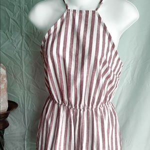 red and white striped romper